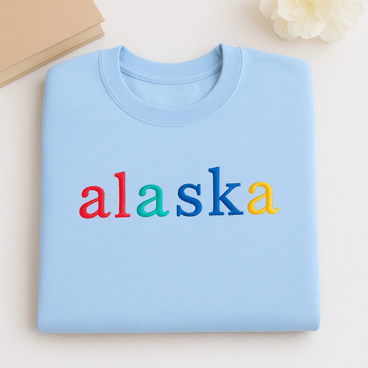 Custom Alaska State Sweatshirt - Rainbow Embroidered Letters - Last Frontier Pride Gift - Image 6