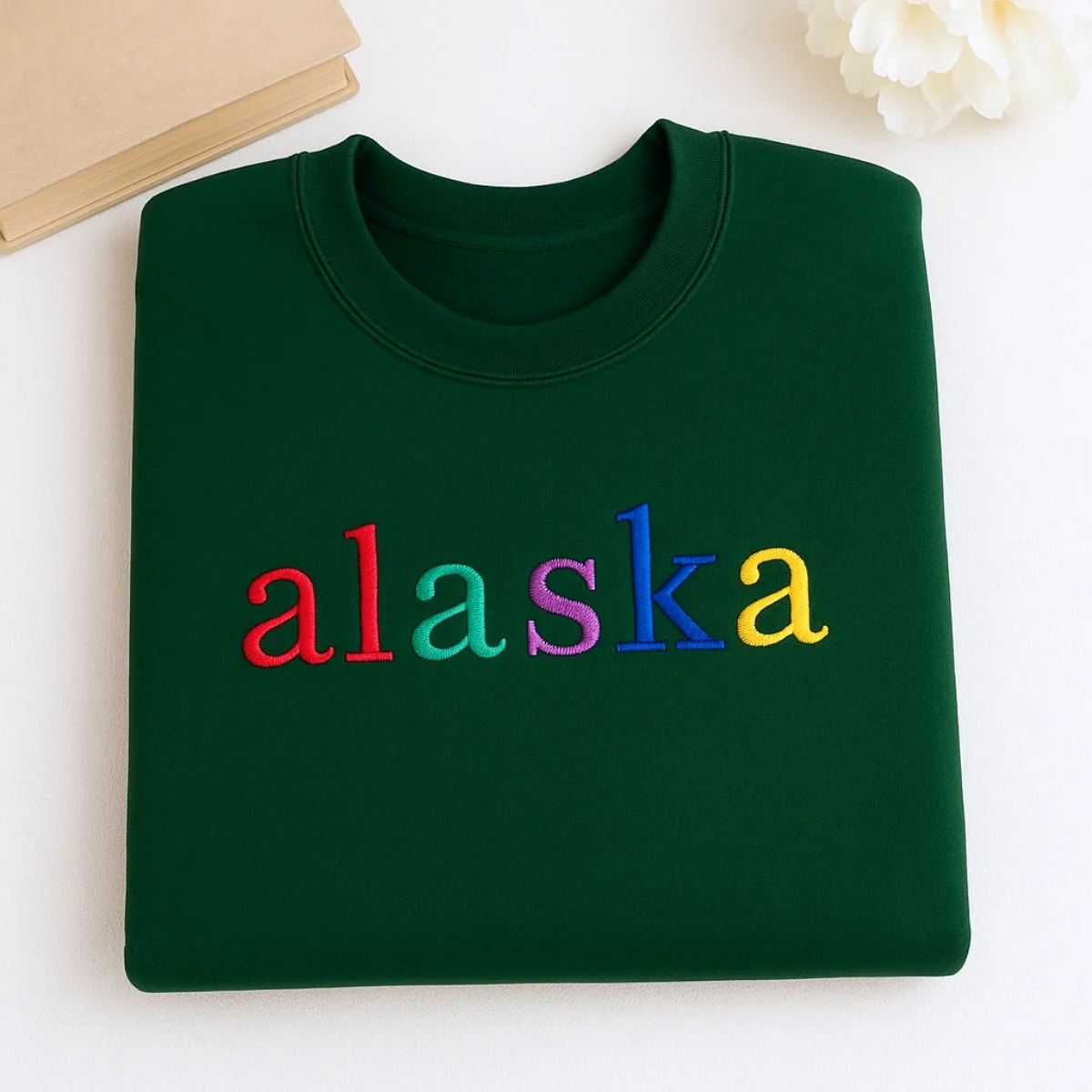 Custom Alaska State Sweatshirt - Rainbow Embroidered Letters - Last Frontier Pride Gift - Image 7