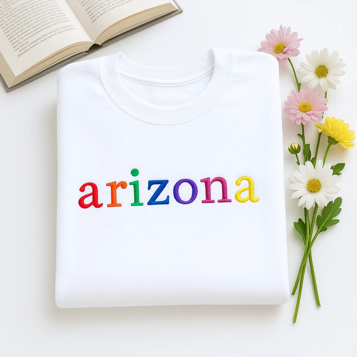 Custom Arizona State Sweatshirt - Rainbow Embroidered Letters - Grand Canyon State Pride Gift - Image 2