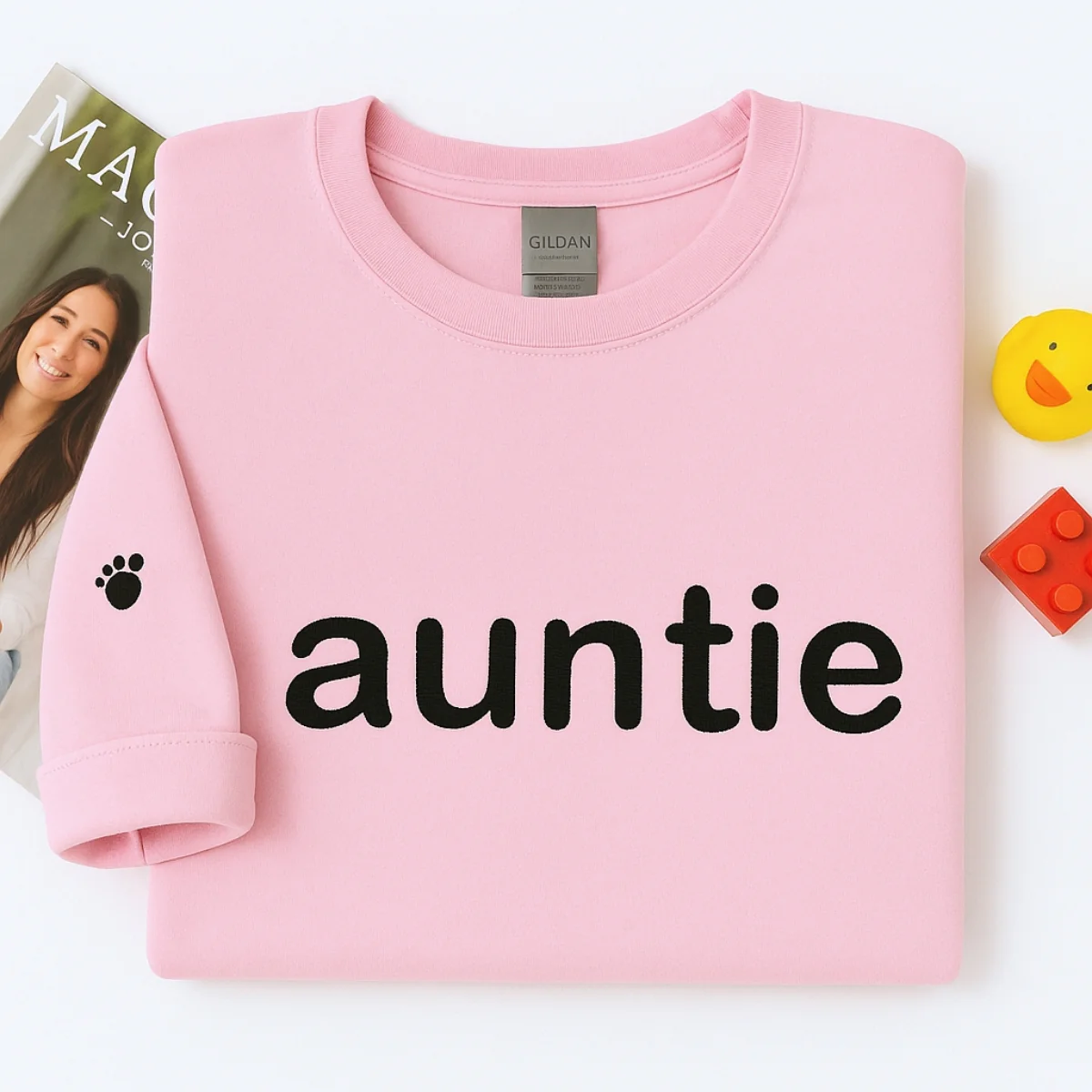 Custom Auntie Sweatshirts - Embroidered Aunt Hoodies with Baby Footprint - New Aunt Gift - Image 5