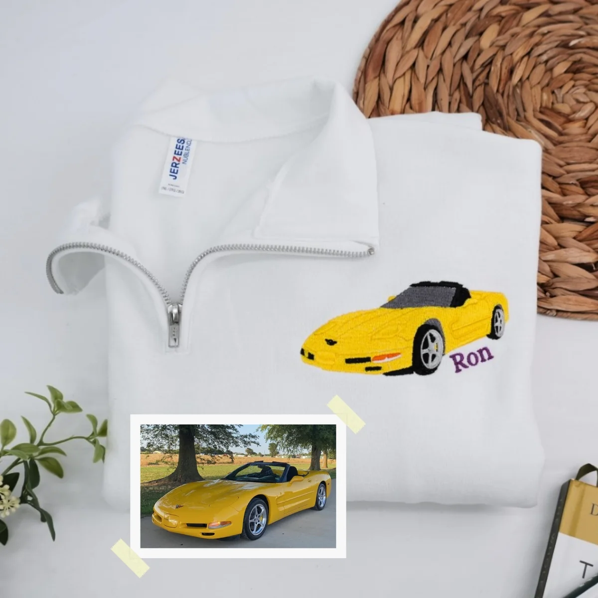 Custom Car Quarter Zip - Personalized Sports Car Embroidered Sweatshirt - Car Enthusiast Gift