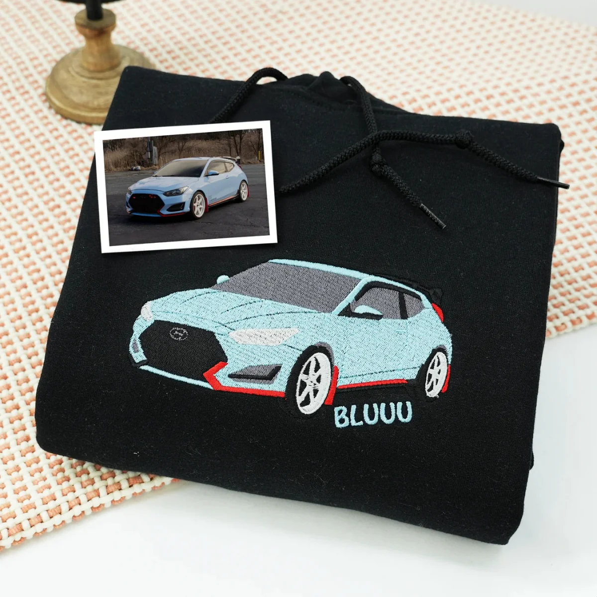 Custom Car Embroidered Sweatshirts with Personalized Text - Vehicle Portrait & Handwriting Hoodies - Perfect Car Lover Gift - Image 4