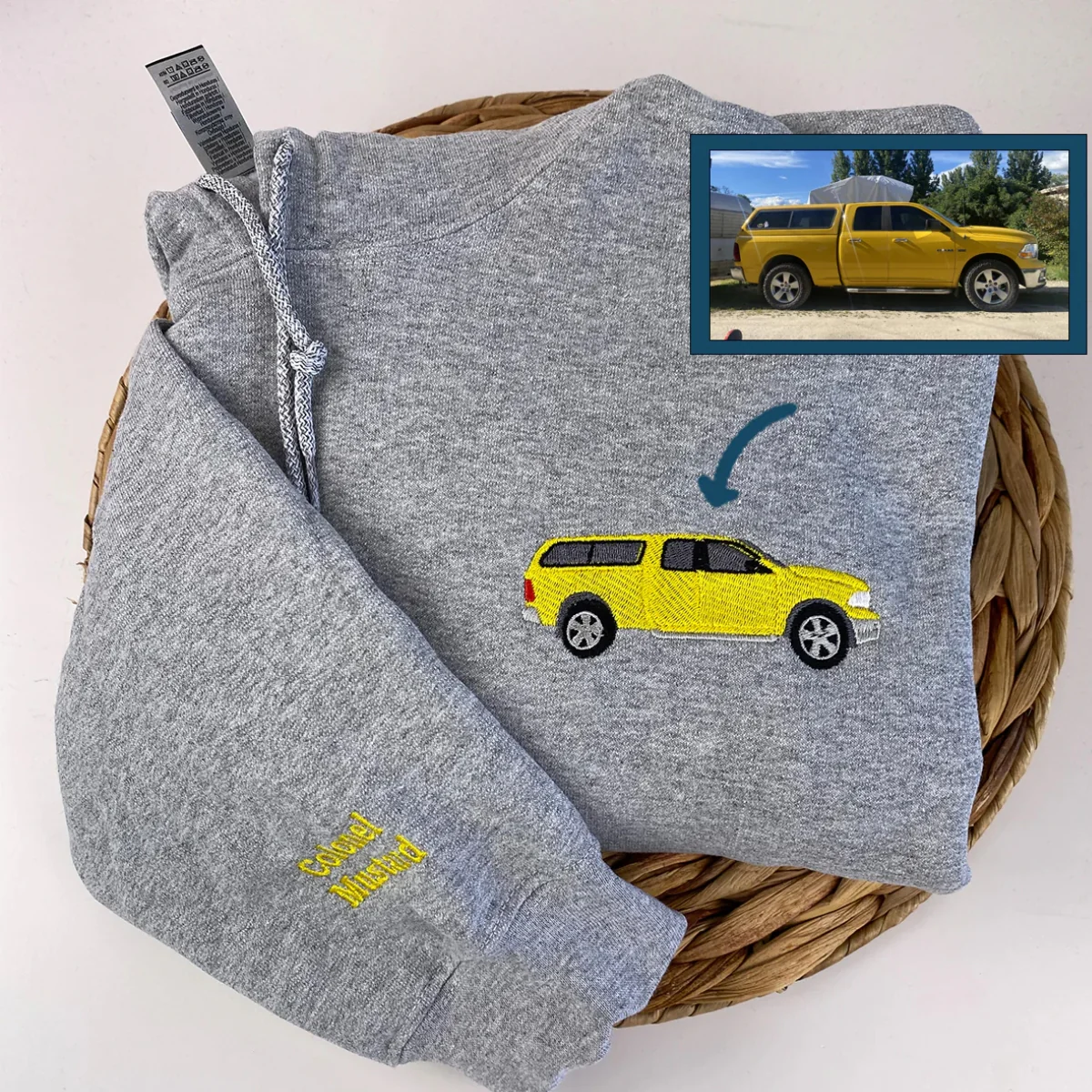 Custom Car Embroidered Sweatshirts with Personalized Text - Vehicle Portrait & Handwriting Hoodies - Perfect Car Lover Gift - Image 5