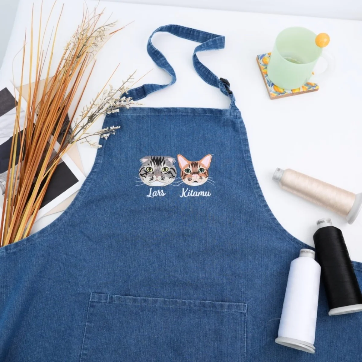 Custom Cat Face Embroidered Aprons - Pet Lover Kitchen Apparel - Perfect Cat Owner Cooking Gift - Image 5
