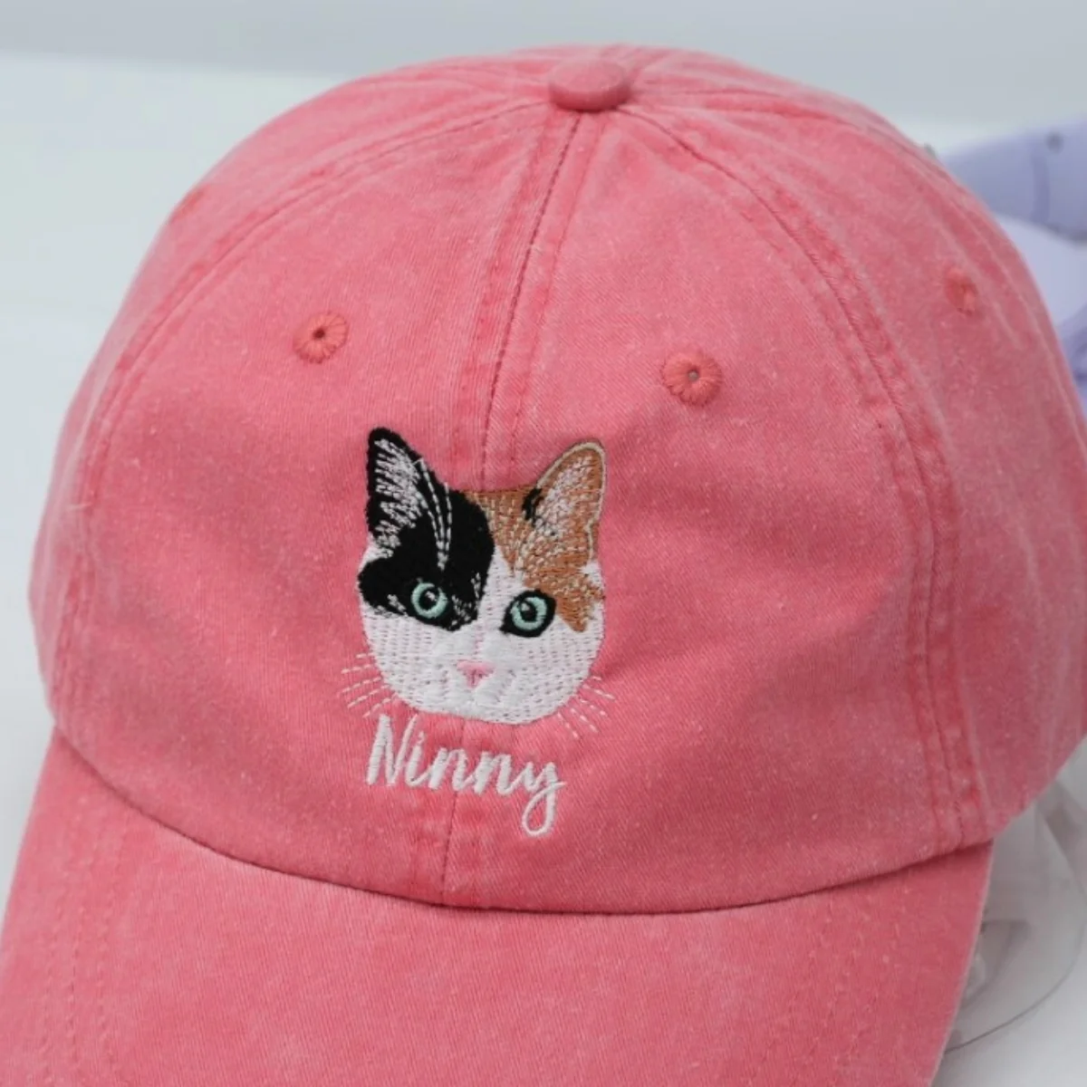 Custom Cat Face Embroidered Cap - Pet Parent Personalized Cat Name Accessory - Cat Mom Dad Gift - Image 2