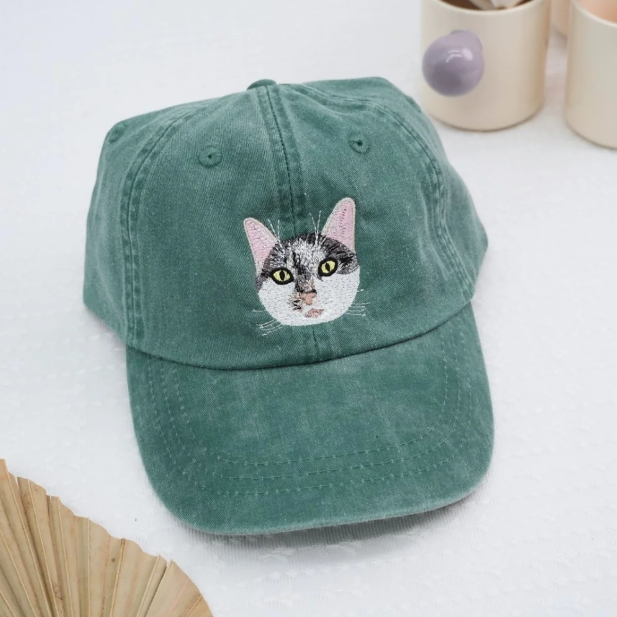 Custom Cat Face Embroidered Cap - Pet Parent Personalized Cat Name Accessory - Cat Mom Dad Gift - Image 5