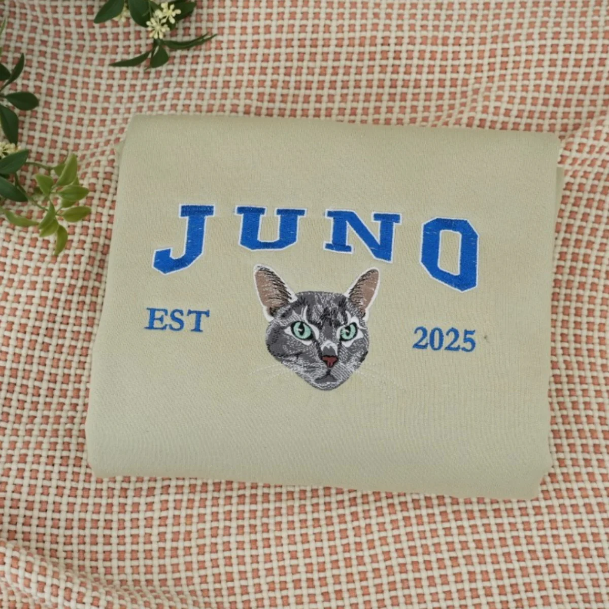 Custom Cat Portrait Varsity Hoodies - Pet Name Embroidered Sweatshirts - Personalized Cat Lover Gift - Image 7