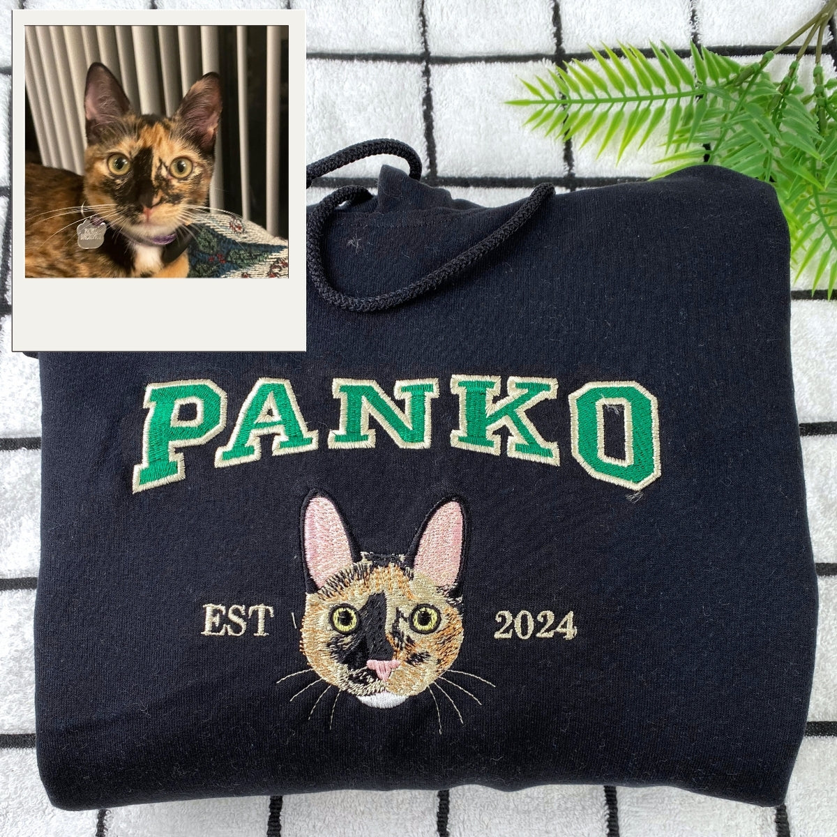 Custom Cat Varsity Hoodies - Personalized Pet Portrait Embroidery with Name - Cat Mom Varsity Gift - Image 2