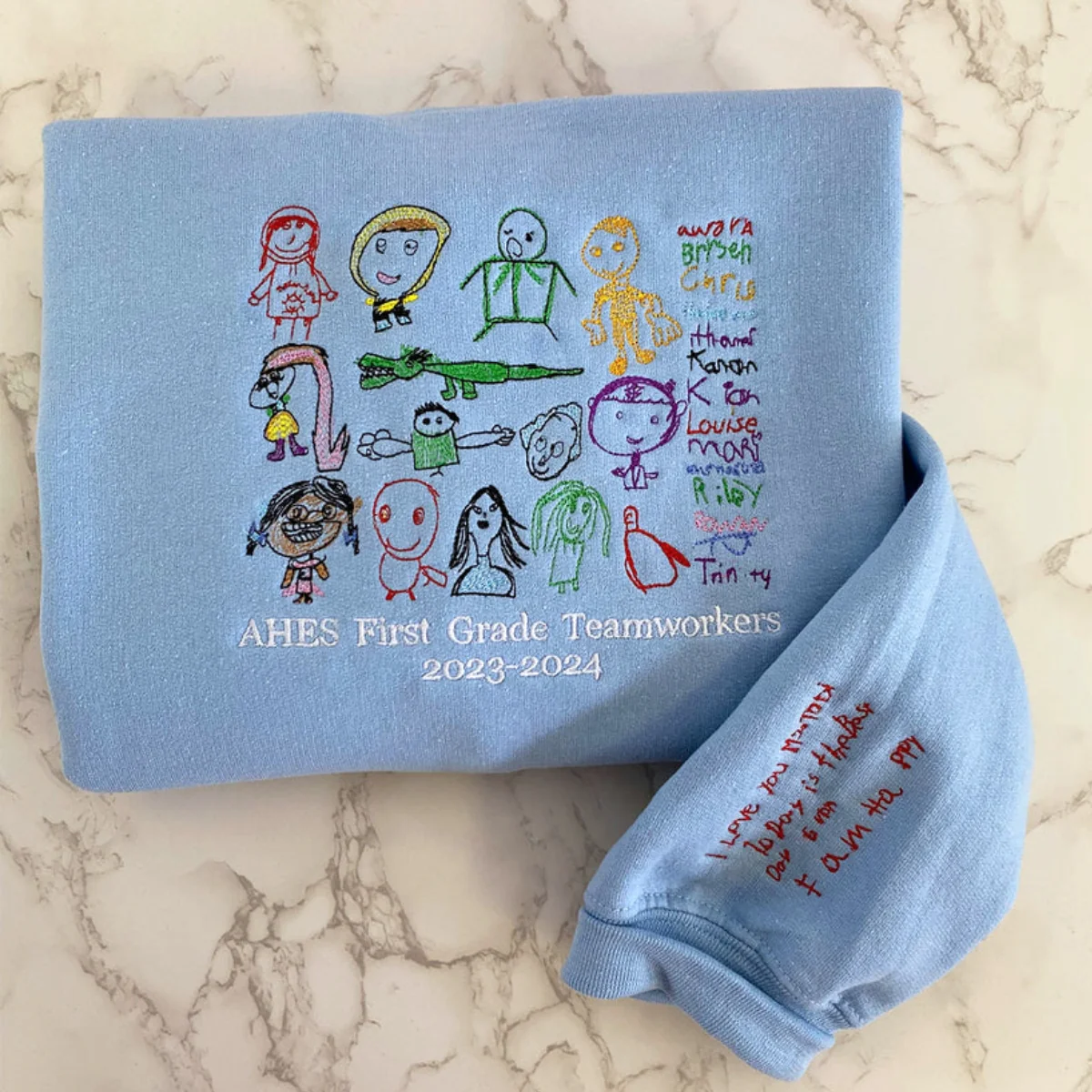 Custom Child Artwork Embroidered Sweatshirts - Kids Handwriting to Embroidery Hoodies - Perfect Family Keepsake Gift - Image 3