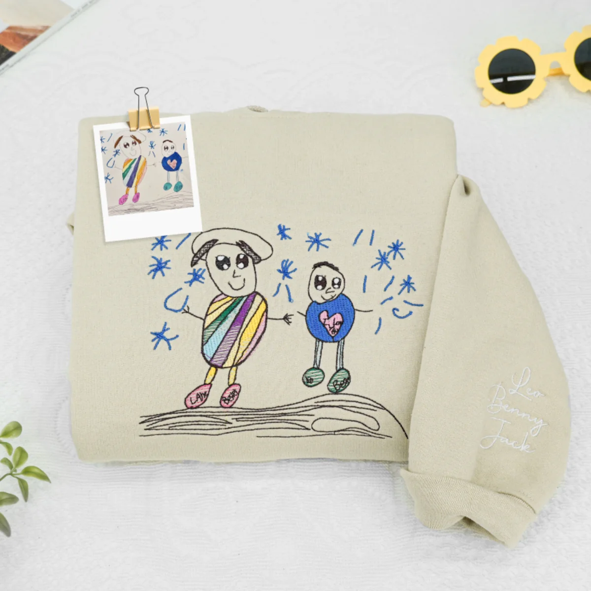 Custom Child Drawing Embroidered Sweatshirts - Simple Kids Artwork to Embroidery - Sweet Family Keepsake - Image 3
