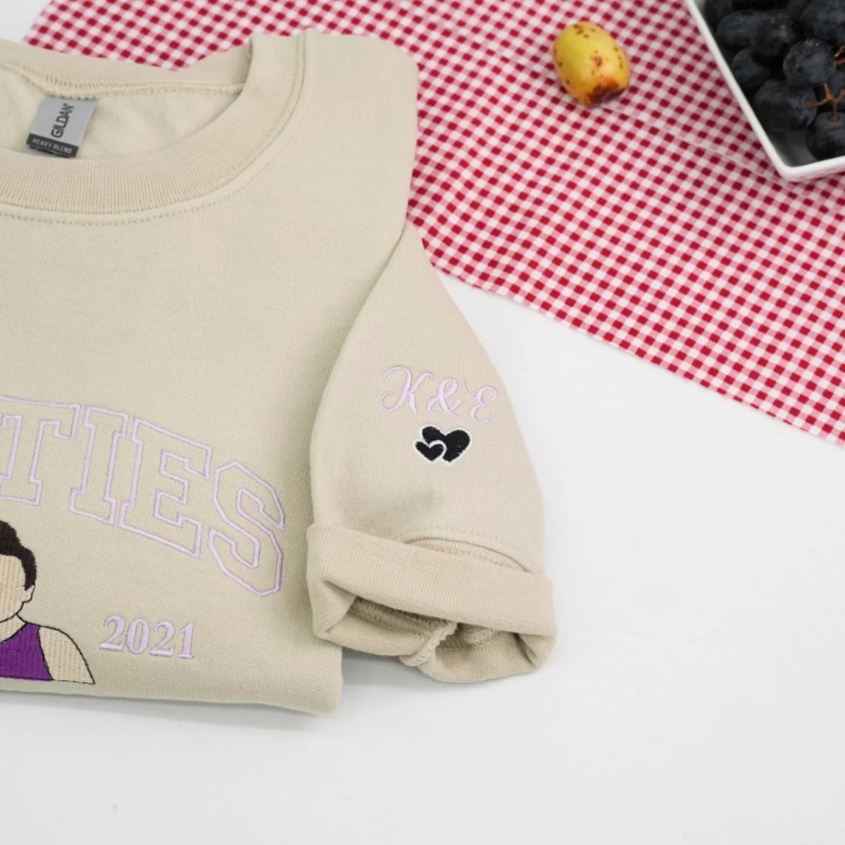 Custom Childhood Friends Portrait Sweatshirt - Besties Embroidered Varsity Hoodie - Longtime Friendship Gift EST Date - Image 3