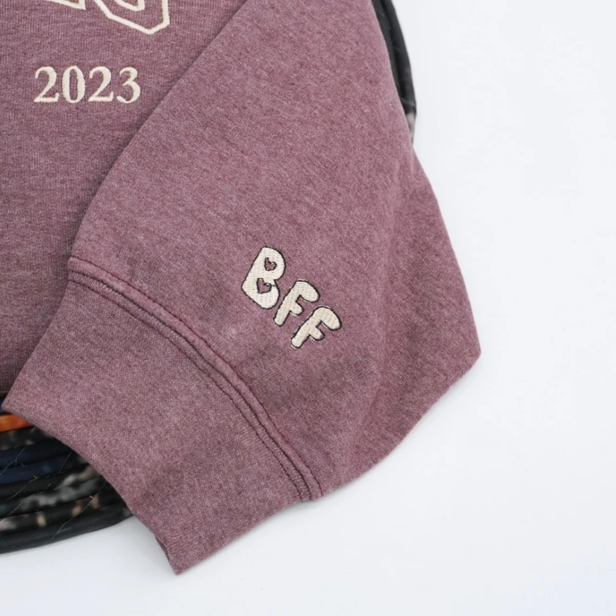 Custom Childhood Friends Portrait Sweatshirt - Besties Embroidered Varsity Hoodie - Longtime Friendship Gift EST Date - Image 6