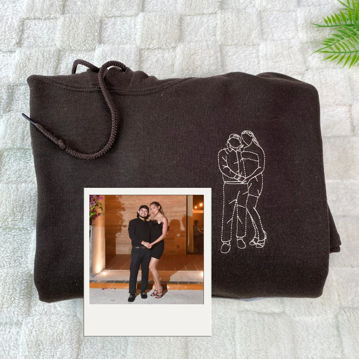 Custom Couple Art Hoodies - Photo Line Drawing Embroidered Sweatshirts - Wedding Gift - Image 3