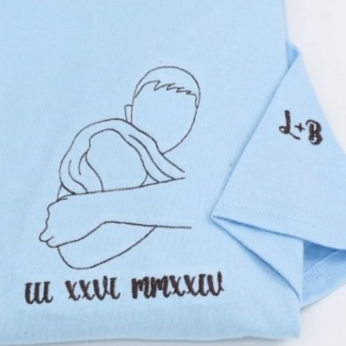 Custom Couple Photo T-Shirts - Outline Style Portrait Embroidered Apparel - Perfect Anniversary Gift - Image 3