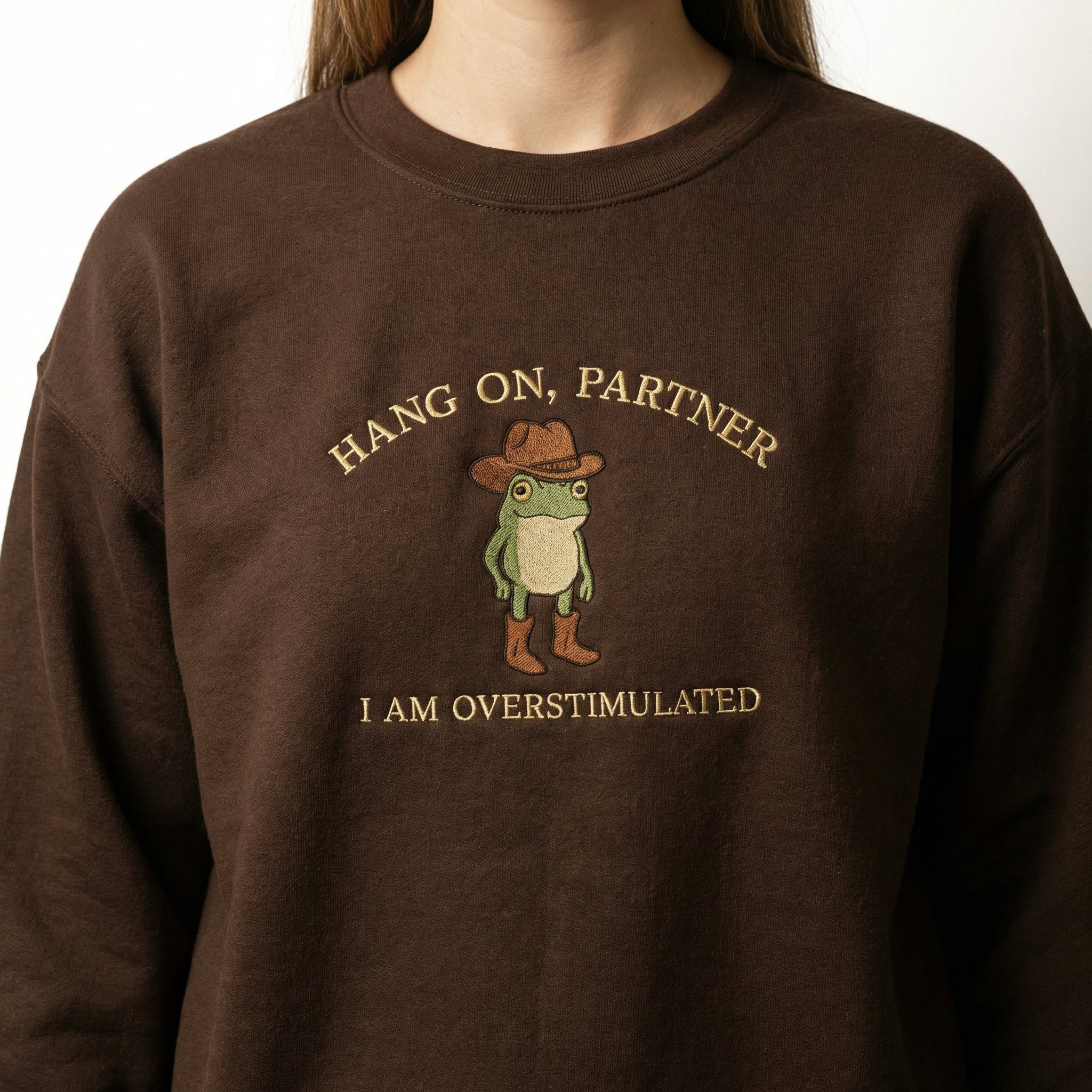 Custom Cowboy Frog Embroidery Hoodie - Overstimulated Weirdcore Gen Z Sweatshirt - Image 7