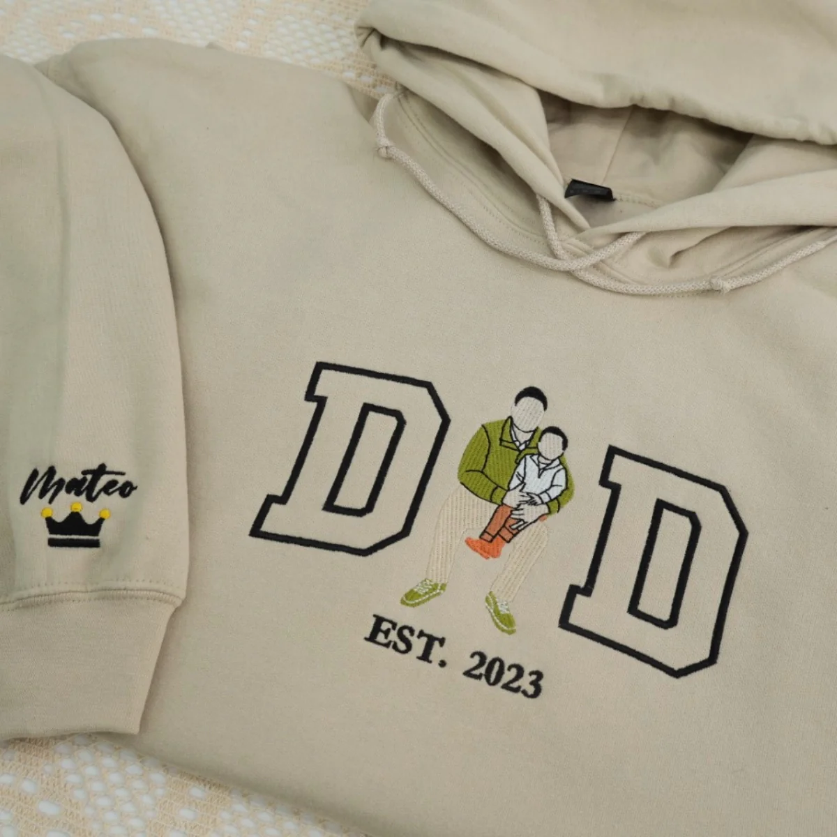 Custom Dad Hoodies - Active Father Child Embroidered Sweatshirts - Perfect Father's Day Gift - Image 2