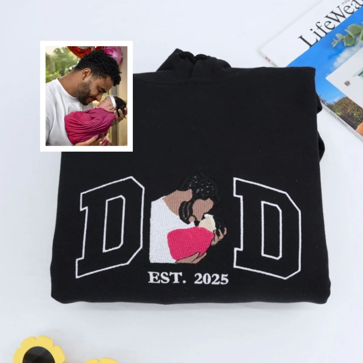 Custom Dad Hoodies - Active Father Child Embroidered Sweatshirts - Perfect Father's Day Gift - Image 3