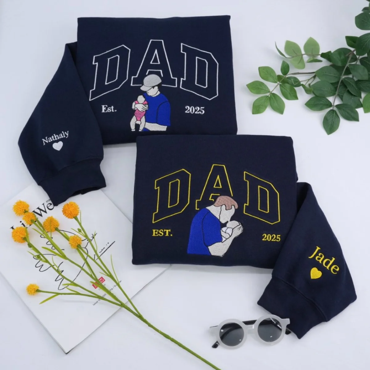 Custom Dad Hoodies - New Father Embroidered Sweatshirts - Perfect Father's Day Gift - Image 3