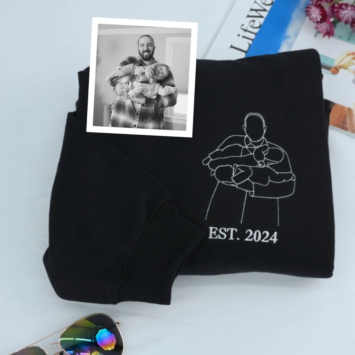 Custom Daddy Hoodies - Personalized Father Embroidered Sweatshirts - Perfect Father's Day Gift - Image 2