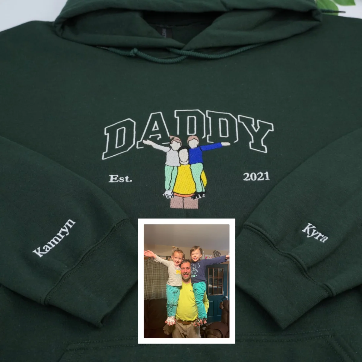 Custom Daddy Hoodies - Personalized Father Embroidered Sweatshirts - Perfect Father's Day Gift - Image 2