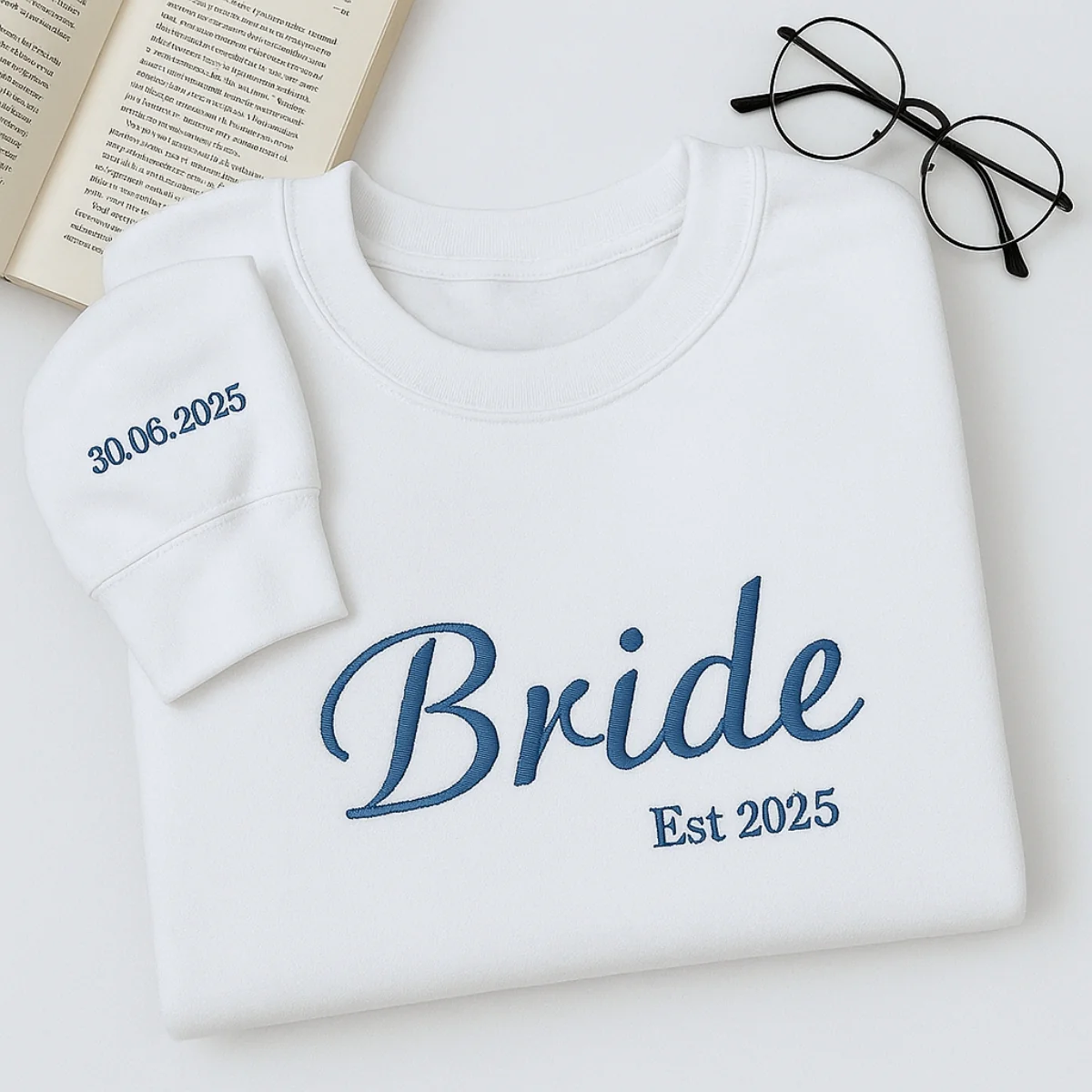 Custom Date Bride Sweatshirt - Personalized Wedding Embroidered Apparel - Perfect Bridal Gift - Image 4