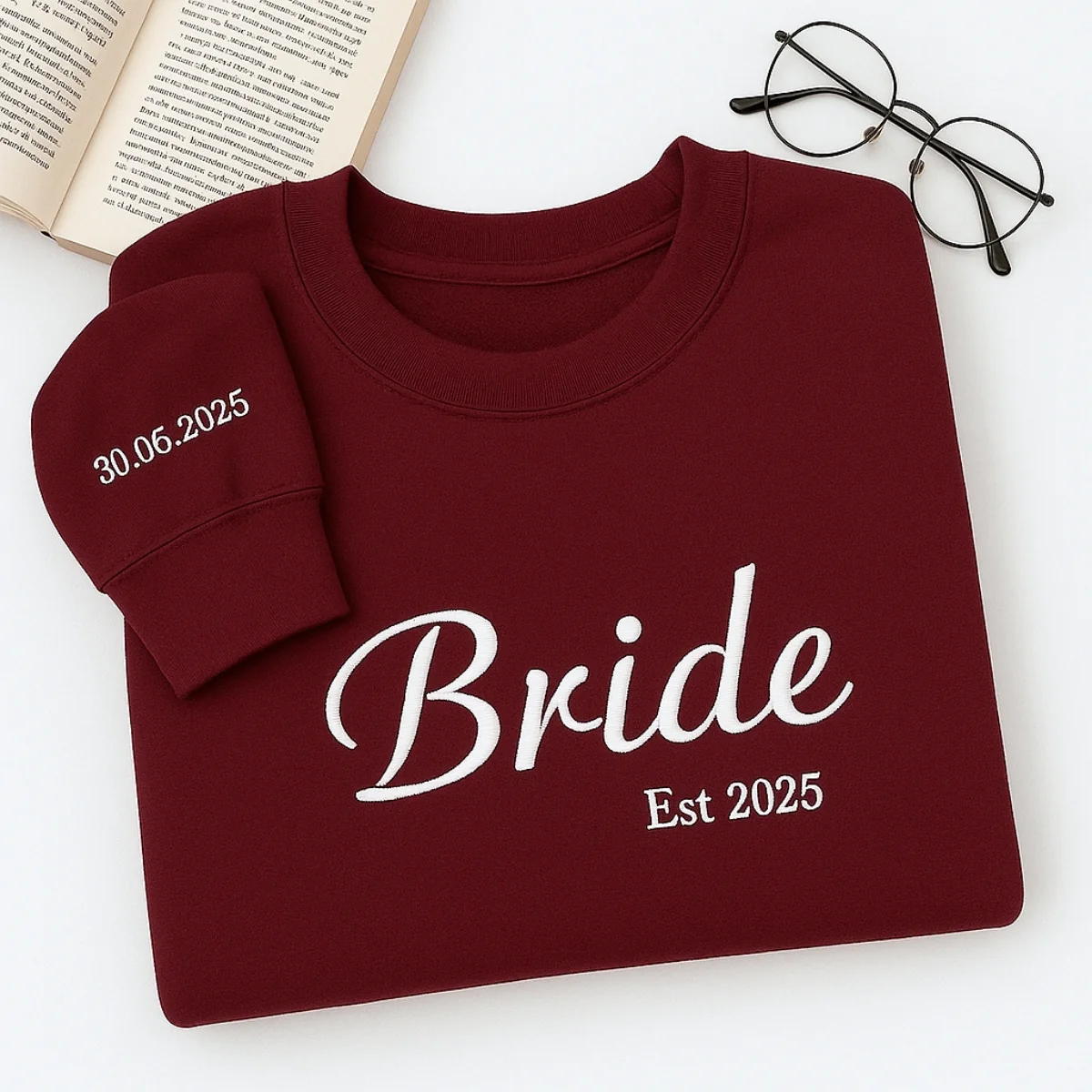 Custom Date Bride Sweatshirt - Personalized Wedding Embroidered Apparel - Perfect Bridal Gift - Image 6