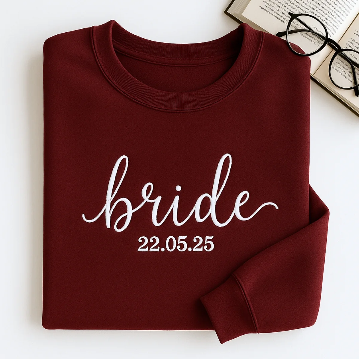 Custom Date Bride Sweatshirt - Personalized Wedding Embroidered Apparel - Perfect Bridal Gift - Image 3