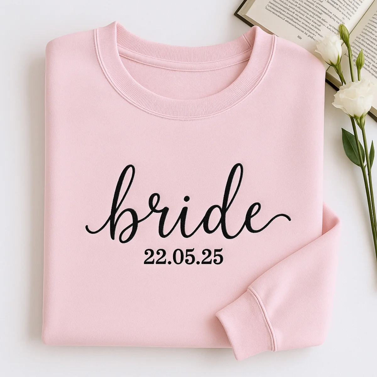 Custom Date Bride Sweatshirt - Personalized Wedding Embroidered Apparel - Perfect Bridal Gift - Image 4