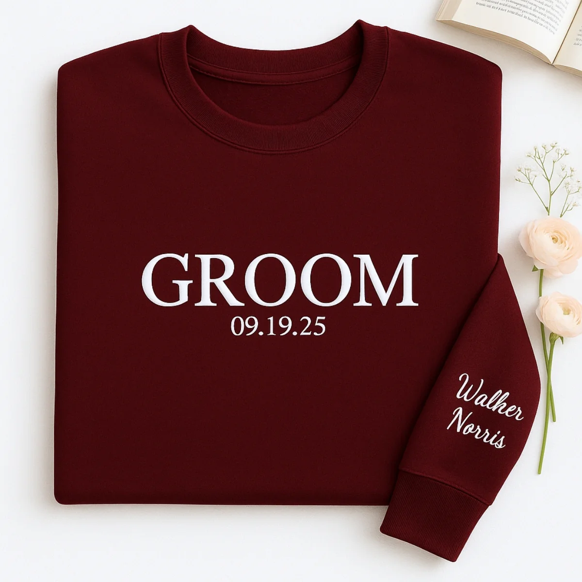 Custom Date Groom Sweatshirt - Personalized Wedding Embroidered Apparel - Perfect Bachelor Gift - Image 7