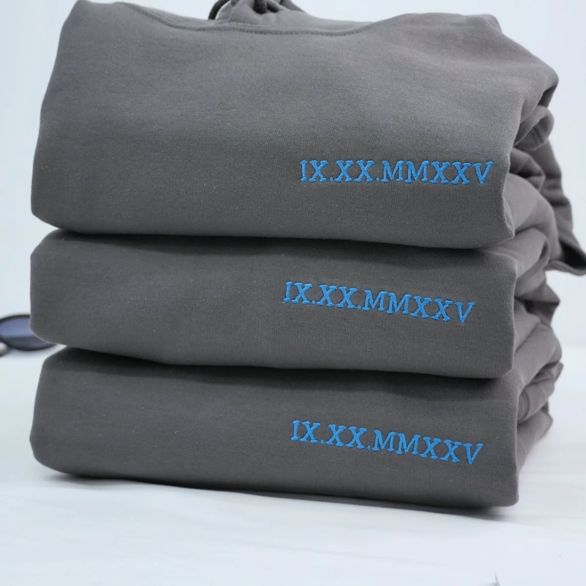 Custom Date Hoodies - Roman Numeral Anniversary Embroidered Sweatshirts - Perfect Couples Gift - Image 3