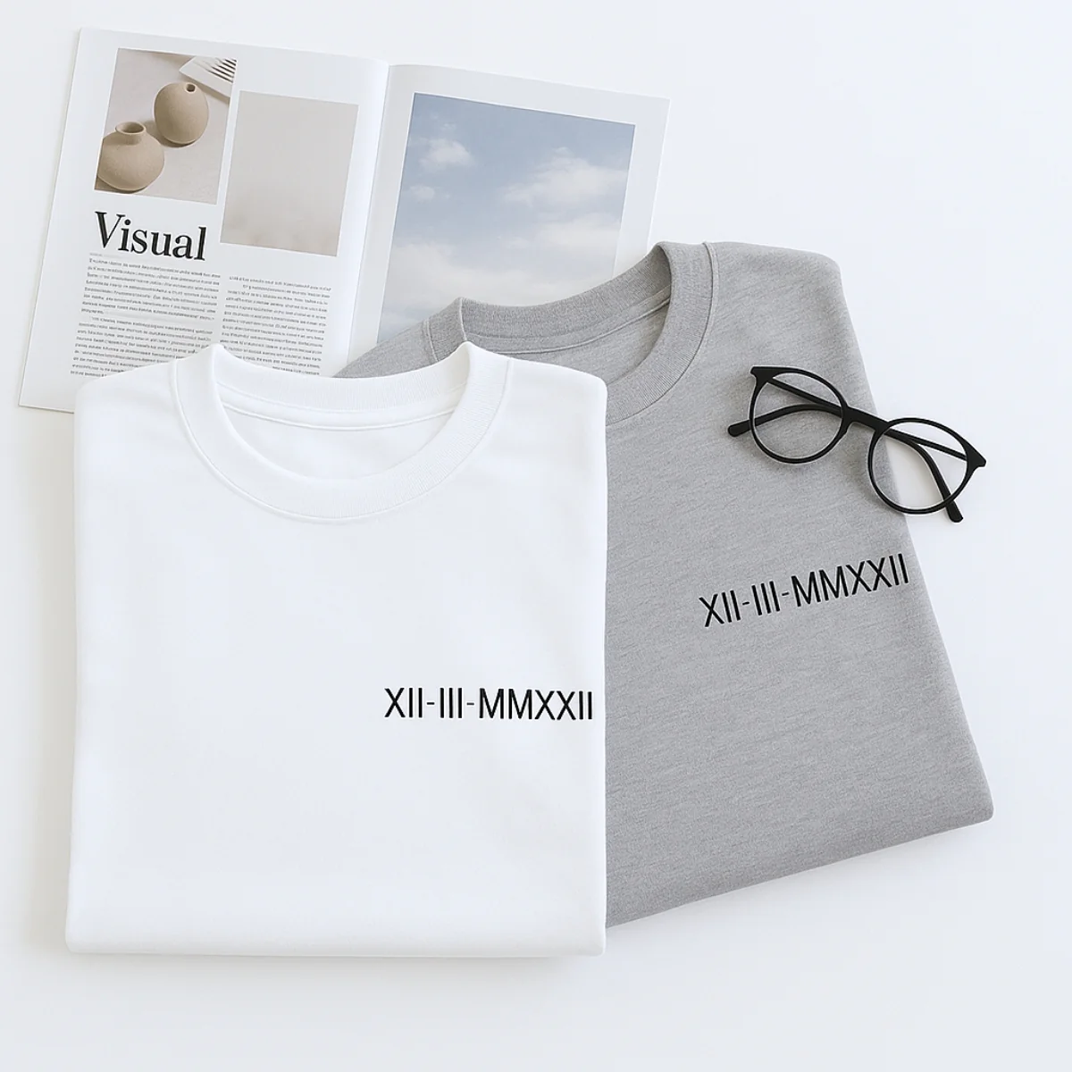 Custom Date Sweatshirts - Roman Numeral Anniversary Embroidered Set - Special Date Gift - Image 2