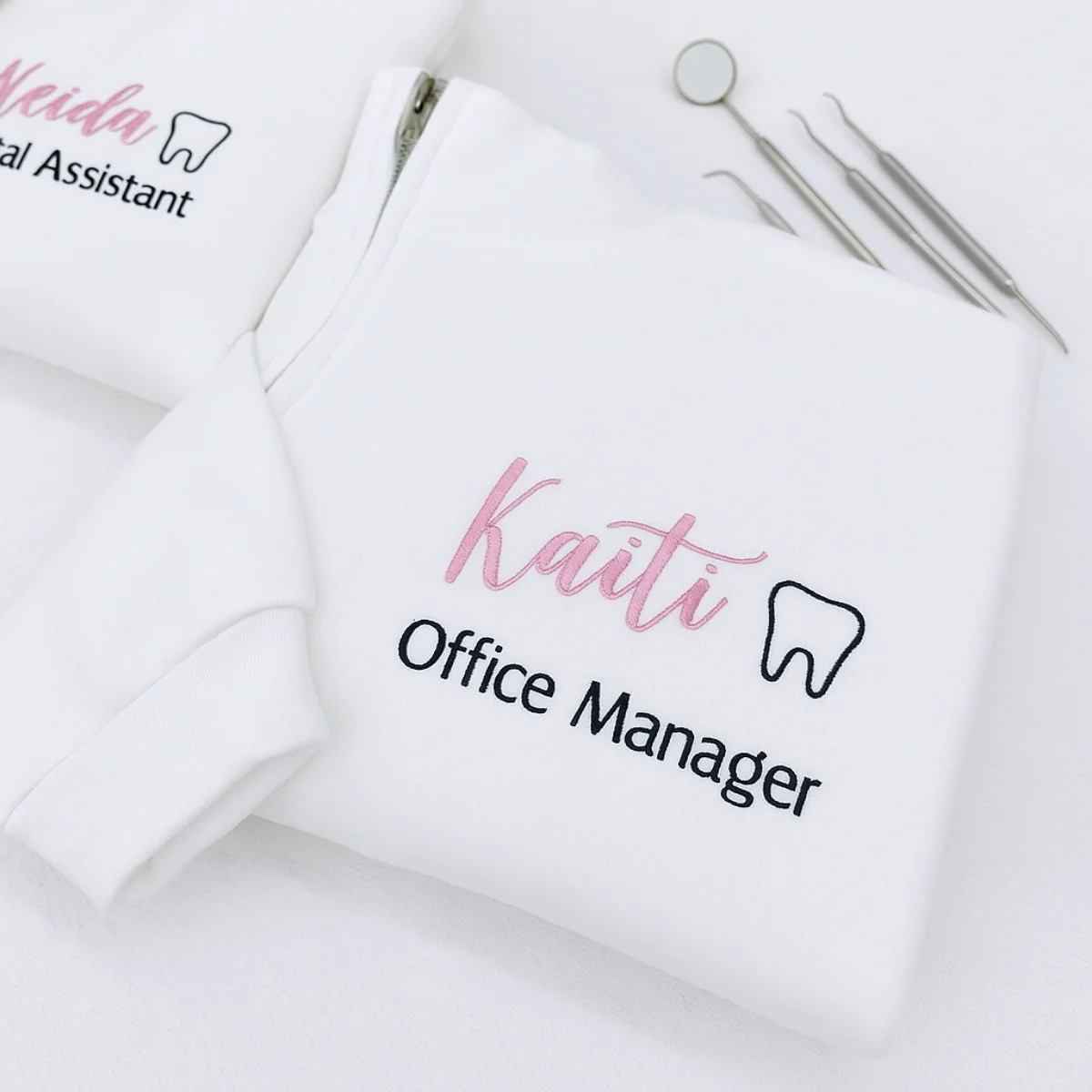 Custom Dental Office Manager Quarter-Zip - Personalized Dental Staff Embroidered Sweatshirt - Image 3