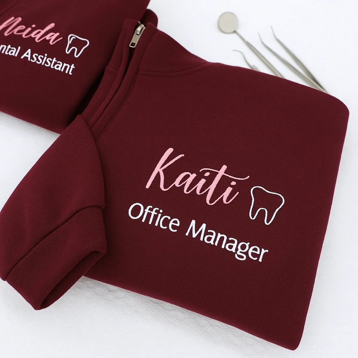 Custom Dental Office Manager Quarter-Zip - Personalized Dental Staff Embroidered Sweatshirt - Image 4