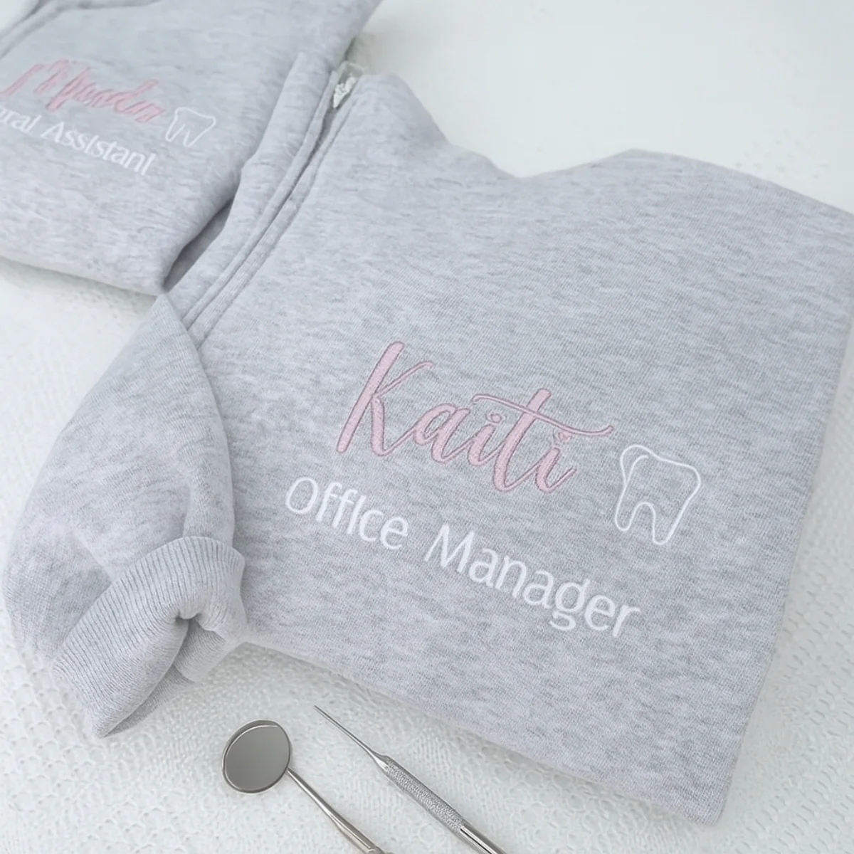 Custom Dental Office Manager Quarter-Zip - Personalized Dental Staff Embroidered Sweatshirt - Image 5