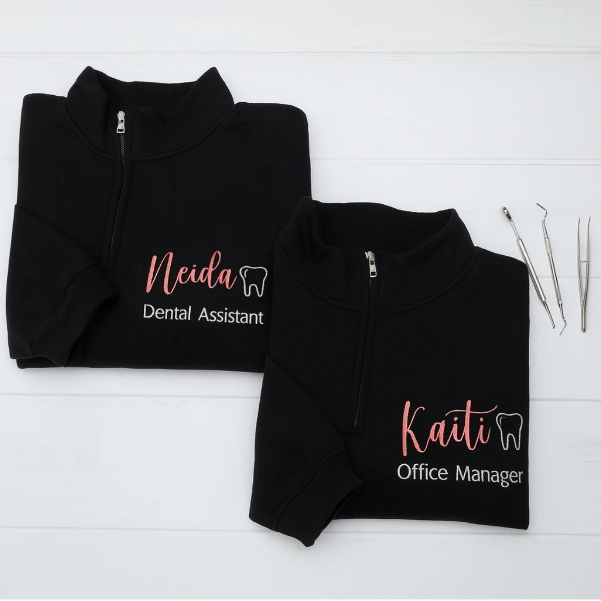 Custom Dental Office Manager Quarter-Zip - Personalized Dental Staff Embroidered Sweatshirt - Image 6