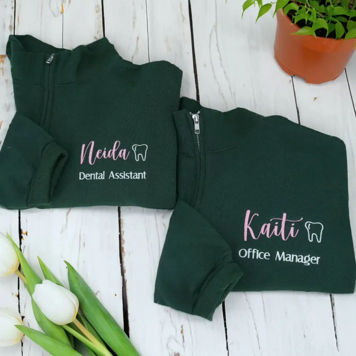 Custom Dental Office Manager Quarter-Zip - Personalized Dental Staff Embroidered Sweatshirt - Image 7