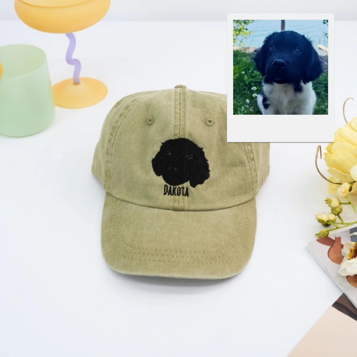 Custom Dog Embroidered Cap - Pet Portrait Personalized Accessory - Dog Owner Parent Gift - Image 4