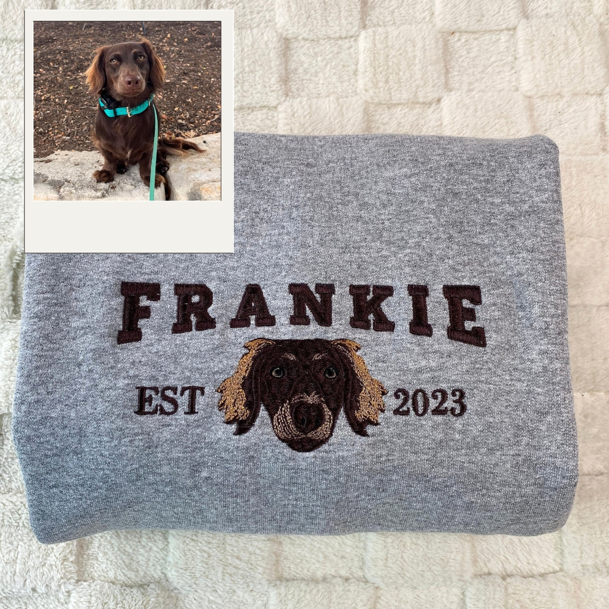 Custom Dog Portrait Hoodies - Personalized Pet Face Embroidery Varsity Style - Perfect Dog Mom Gift - Image 2