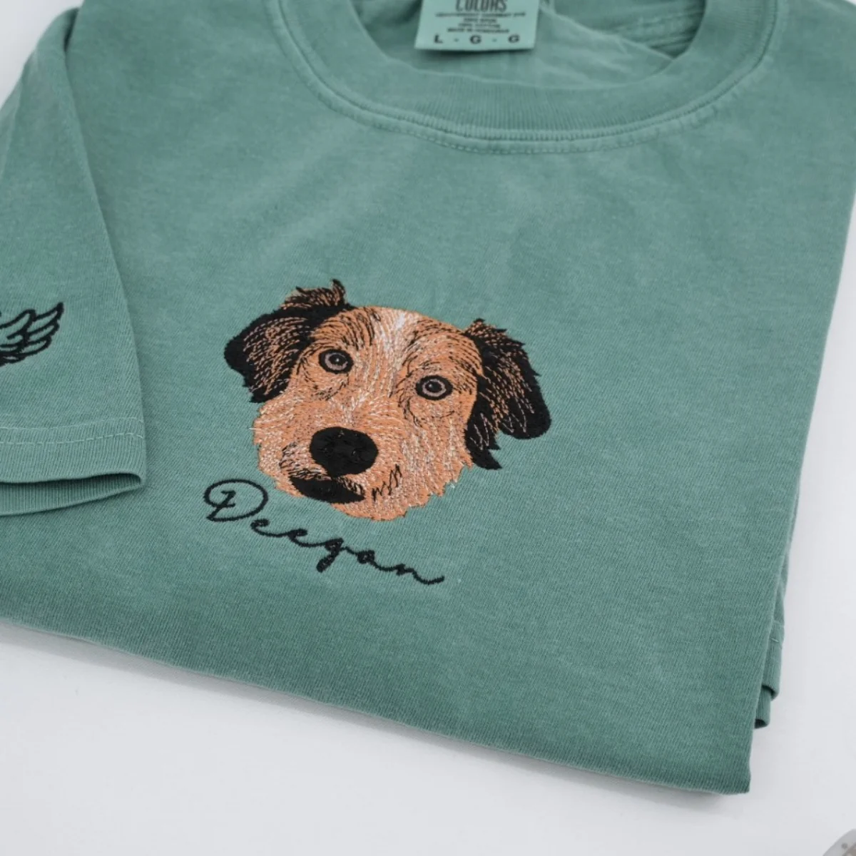 Custom Dog Portrait T-Shirts - Personalized Pet Face Embroidery with Name - Dog Lover Memorial Gift - Image 3
