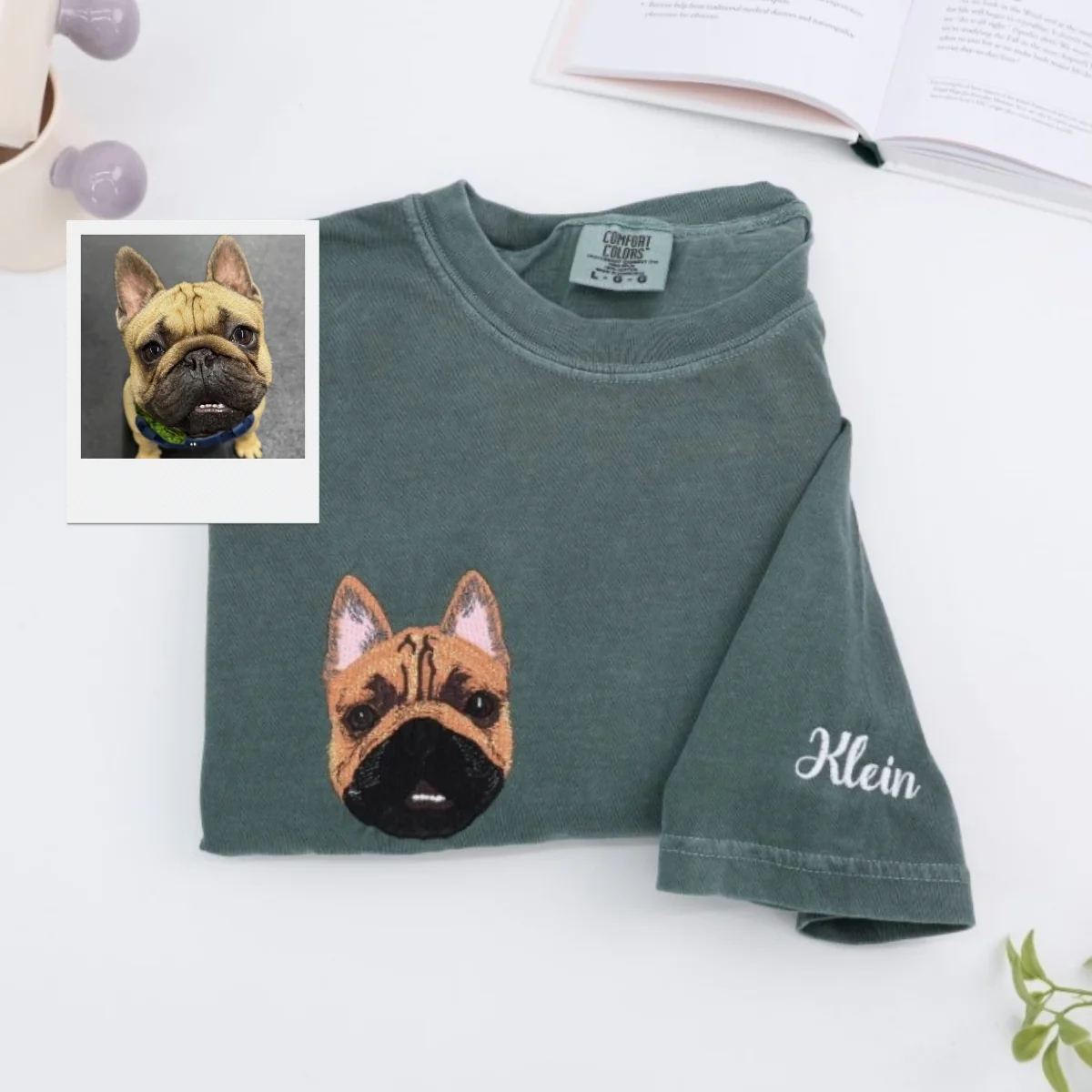 Custom Dog Portrait T-Shirts - Pet Face Embroidery with Name on Sleeve - Personalized Dog Lover Gift - Image 6