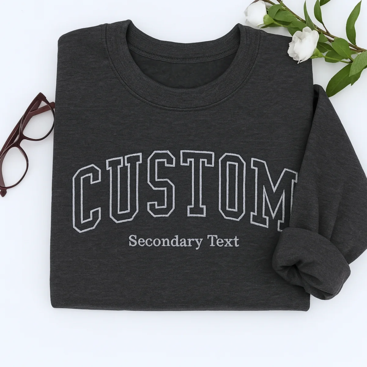 Custom Dual Text Sweatshirt - Personalized Varsity Style with Secondary Text - Corporate Team Gift - Image 5