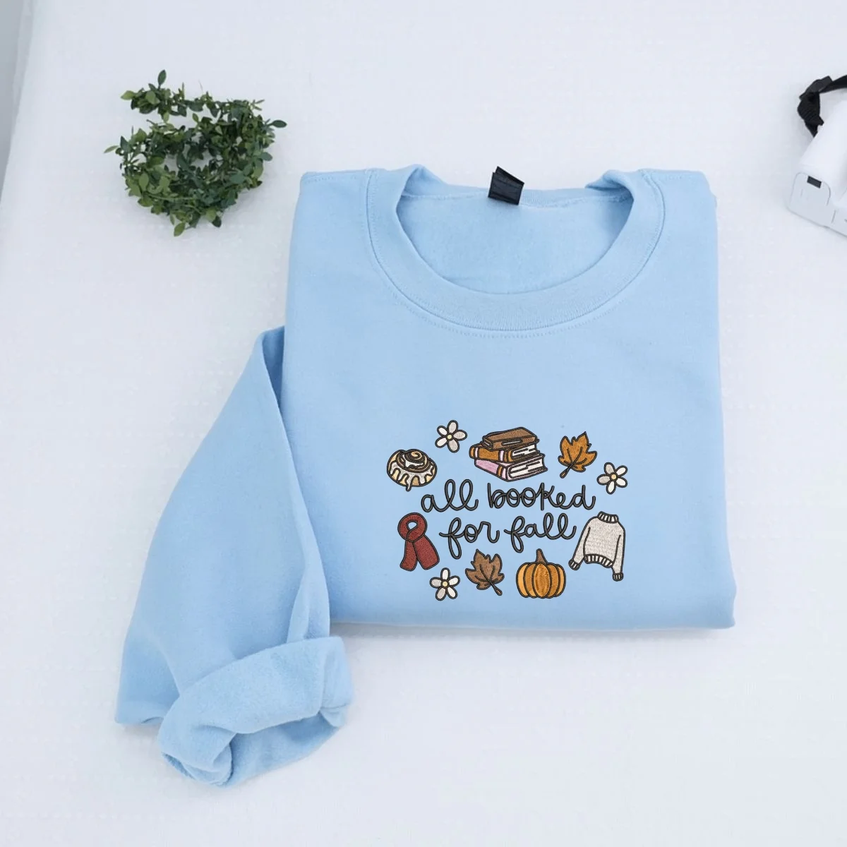 Custom Embroidered All Booked for Fall Hoodie | Cozy Autumn Reading Sweatshirt β Bookish Embroidery Gift for Readers - Image 4