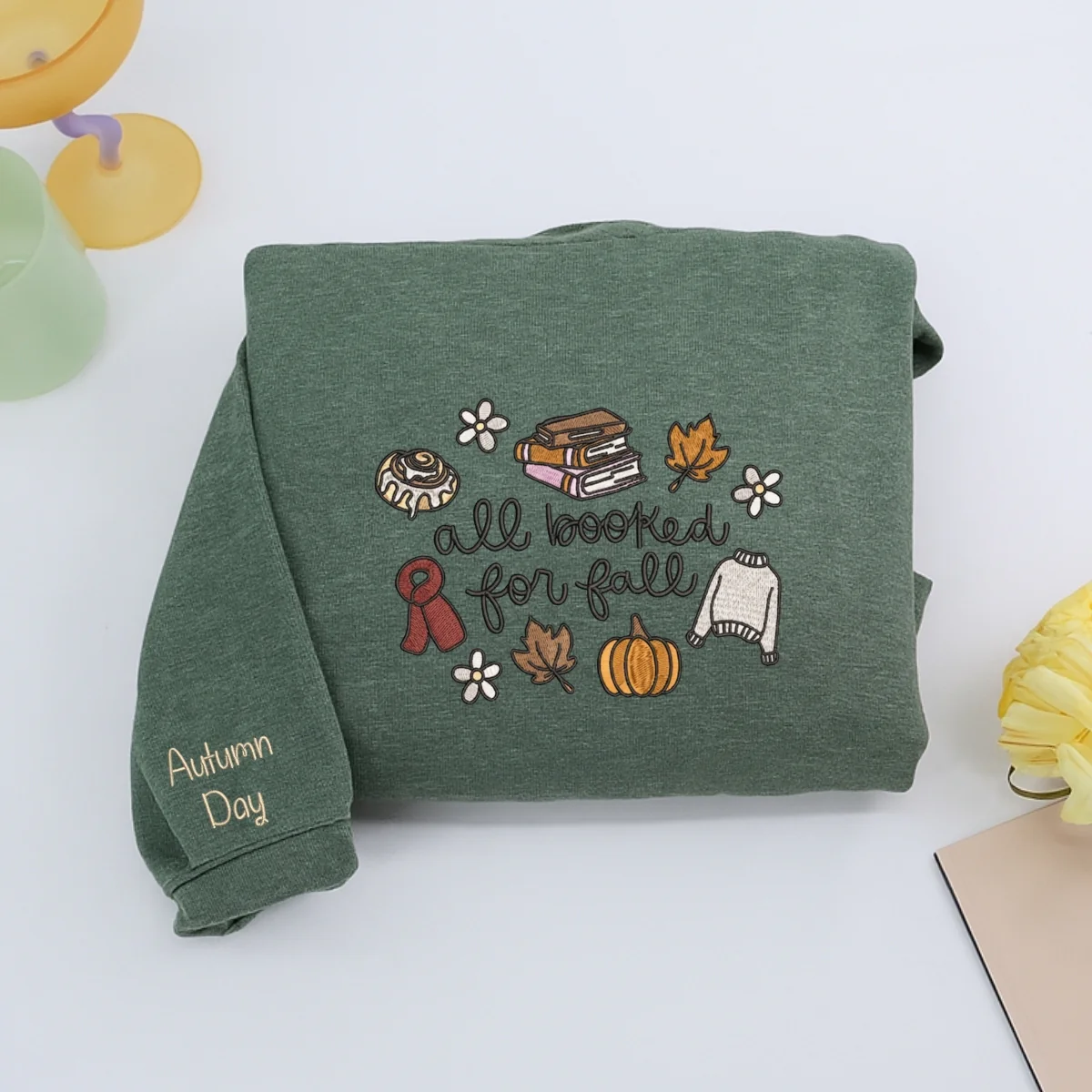 Custom Embroidered All Booked for Fall Hoodie | Cozy Autumn Reading Sweatshirt β Bookish Embroidery Gift for Readers - Image 5