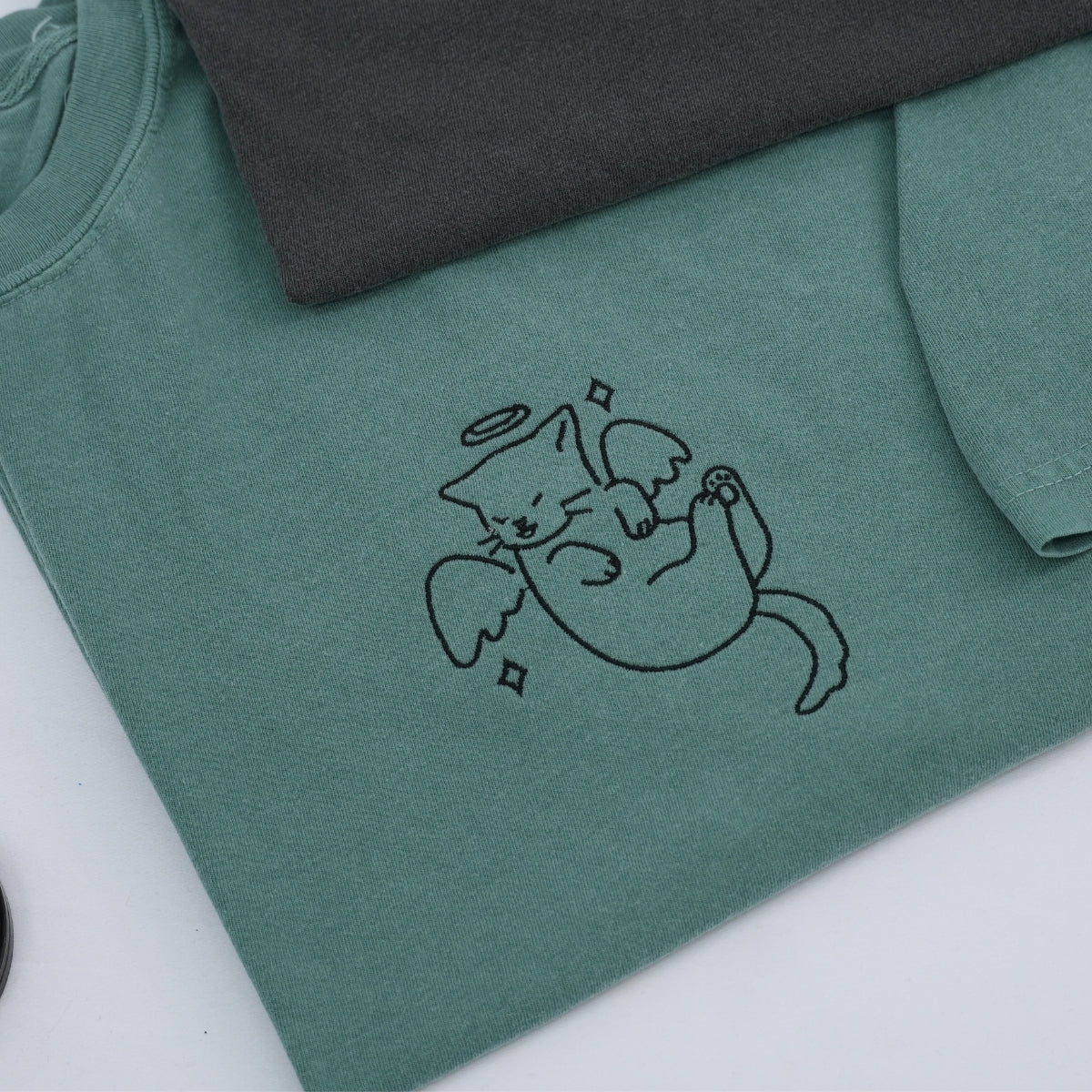 Custom Embroidered Angel and Demon Cat Matching T-shirts for Couples - Image 4