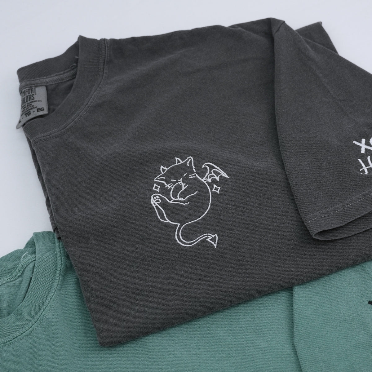 Custom Embroidered Angel and Demon Cat Matching T-shirts for Couples - Image 5