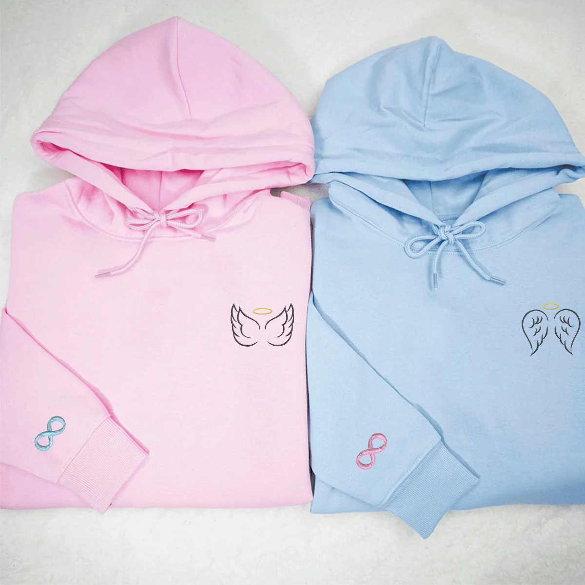 Custom Embroidered Angel Wings Matching Hoodies for Couples - Image 3