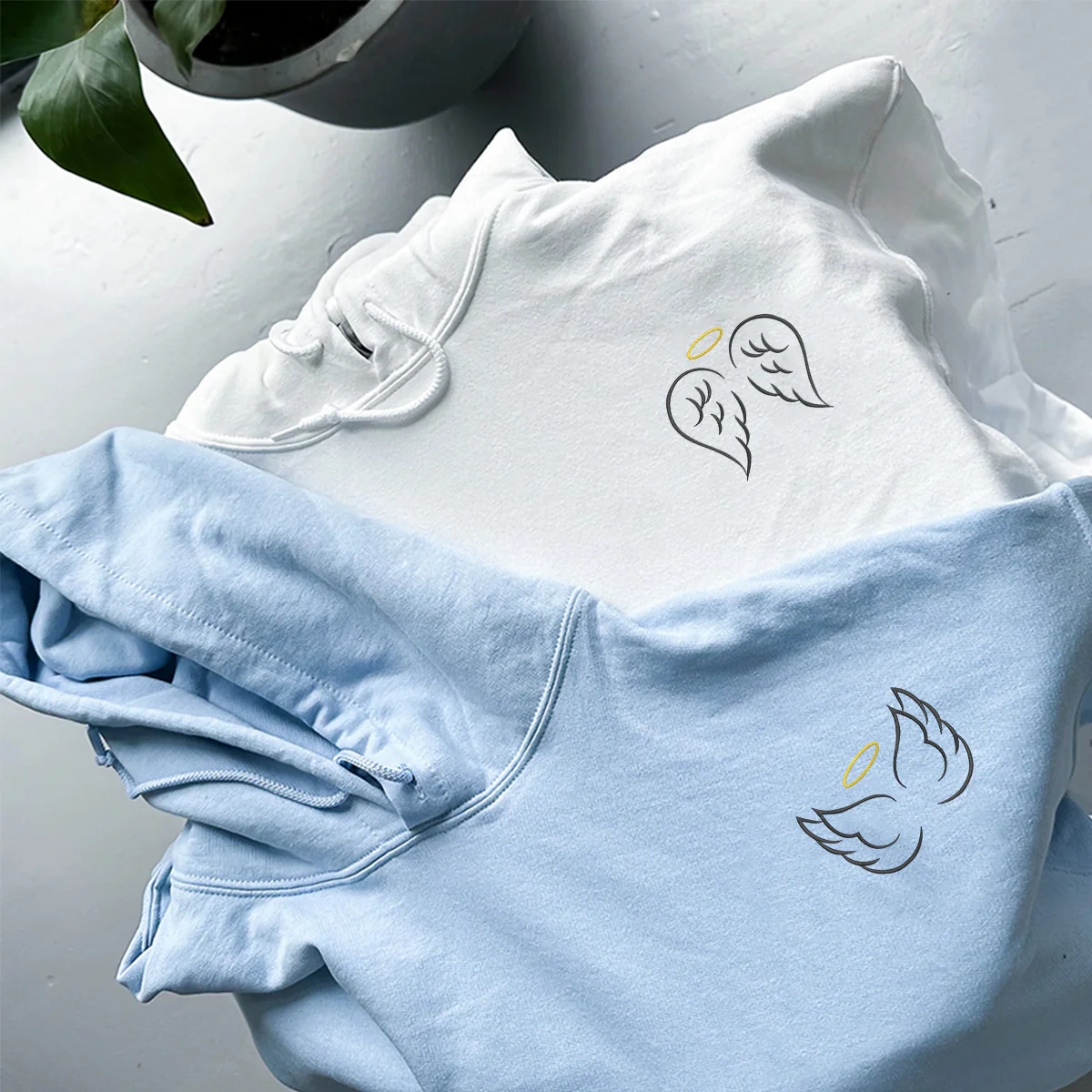 Custom Embroidered Angel Wings Matching Hoodies for Couples - Image 6