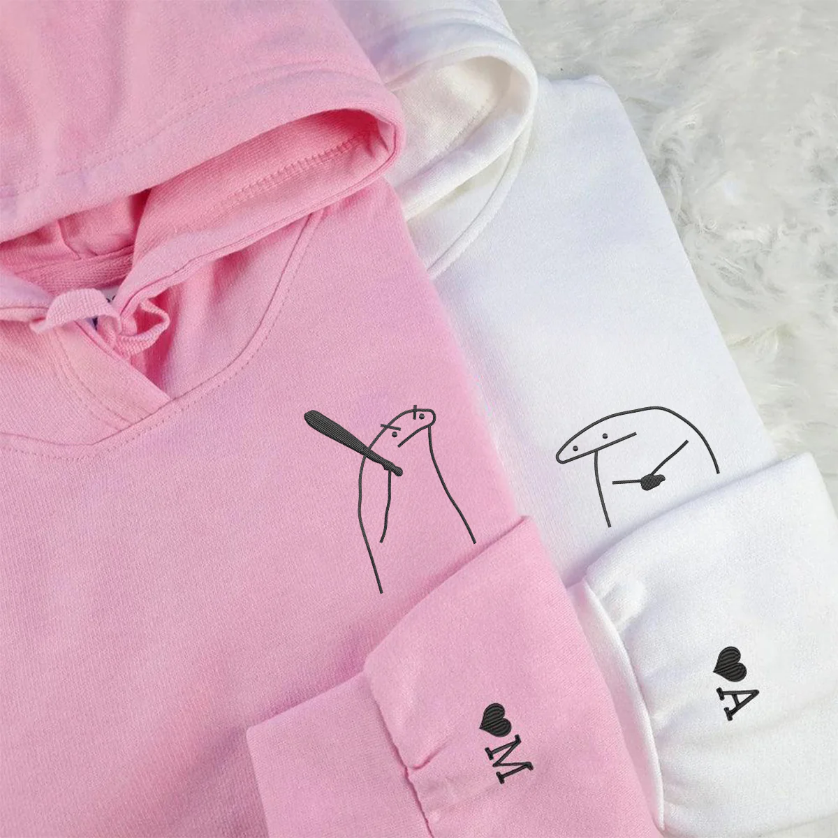 Custom Embroidered Angry Couple Matching Hoodies for Couples - Image 4