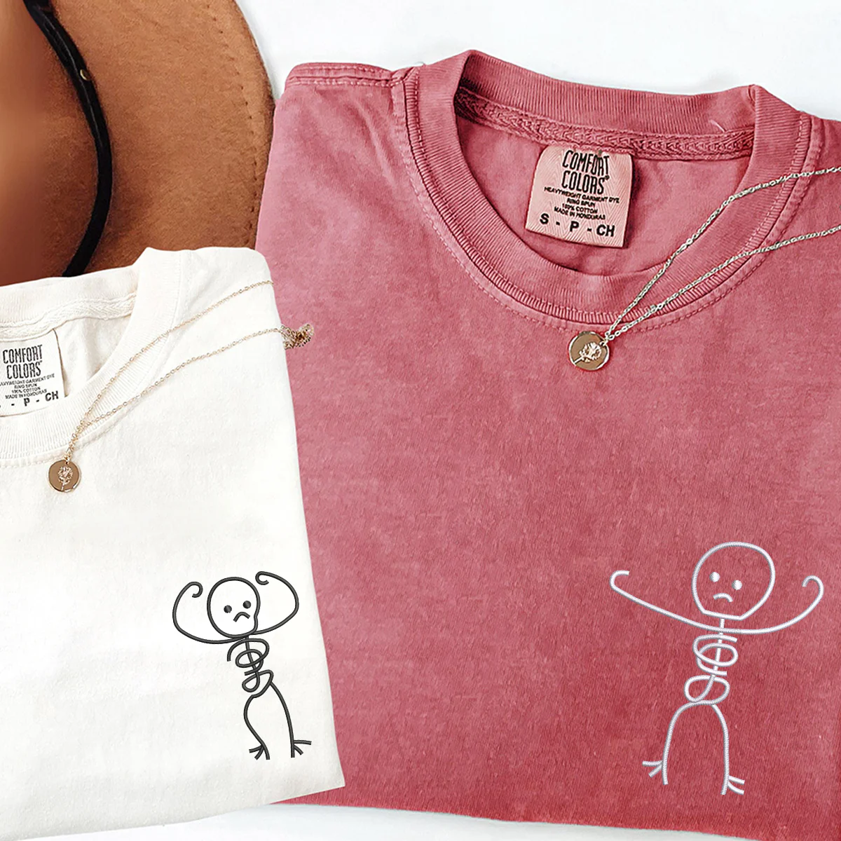 Custom Embroidered Angry Skeleton Matching T-shirts for Couples - Image 2