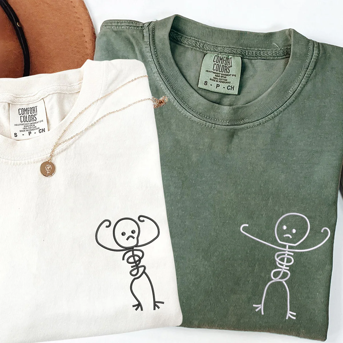 Custom Embroidered Angry Skeleton Matching T-shirts for Couples - Image 3